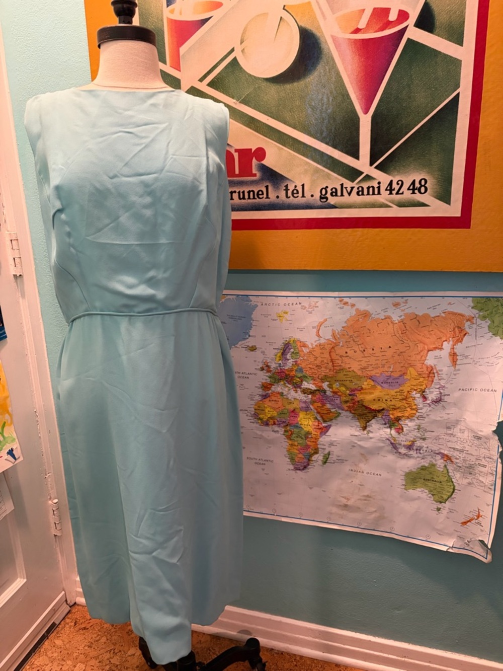 Light Blue Sleeveless 1960’s  A-Line Dress